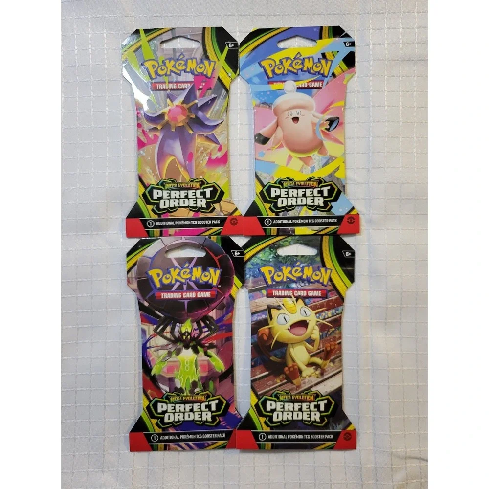 4 Pokemon TCG Mega Evolution Perfect Order Sleeved Booster Packs Factory Sealed
